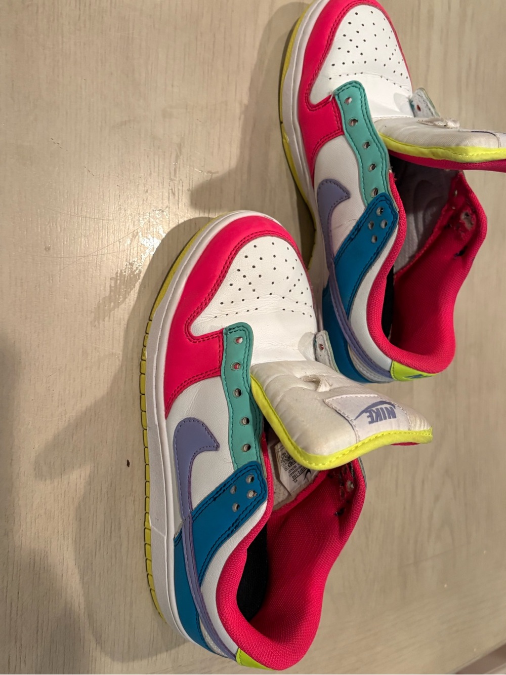 Nike Kids Colorblock Low-Top Sneakers - White, Pink, Blue, Purple, Neon Yellow
